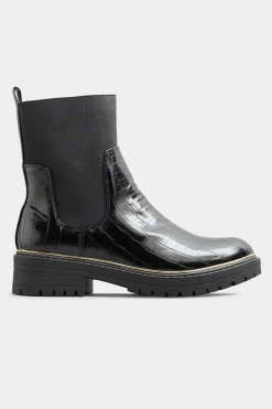 M&Co Limited Collection Limited Collection Black Croc Leather Look Ankle Boots In Standard Fit><noscript><img width=