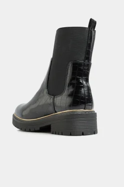 M&Co Limited Collection Limited Collection Black Croc Leather Look Ankle Boots In Standard Fit><noscript><img width=