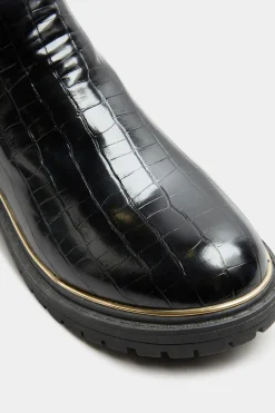 M&Co Limited Collection Limited Collection Black Croc Leather Look Ankle Boots In Standard Fit><noscript><img width=