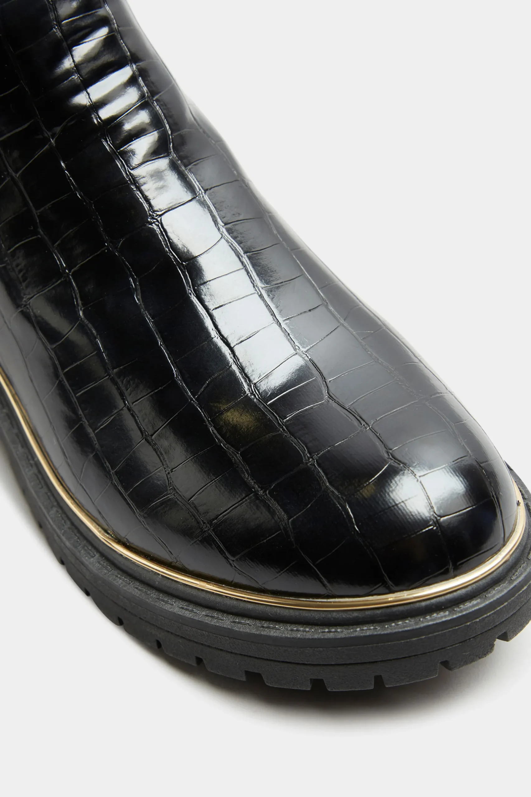 M&Co Limited Collection Limited Collection Black Croc Leather Look Ankle Boots In Standard Fit>Women Boots