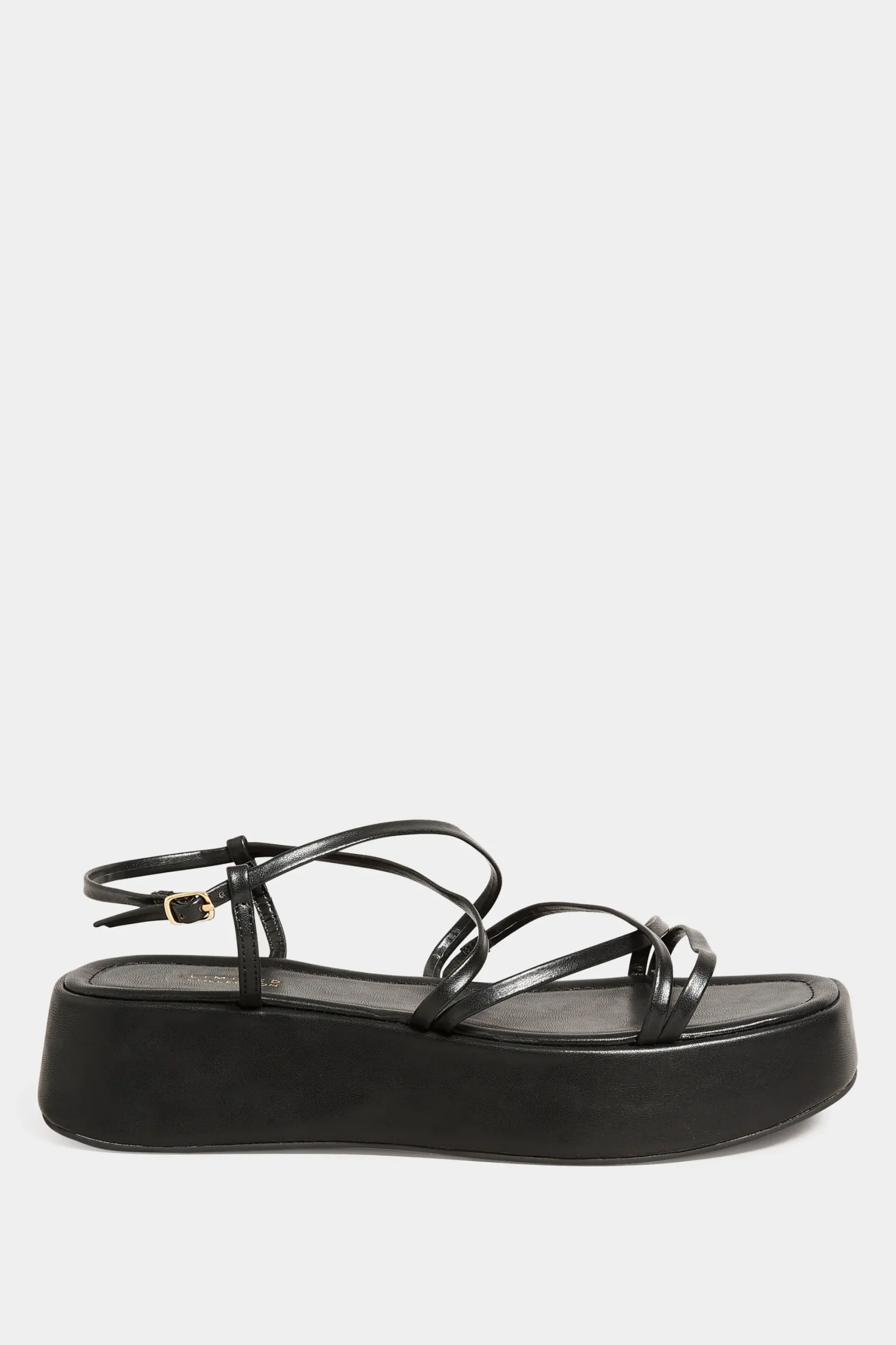M&Co Limited Collection Limited Collection Black Strappy Flatform Sandals In Extra Wide Eee Fit>Women Flat Shoes