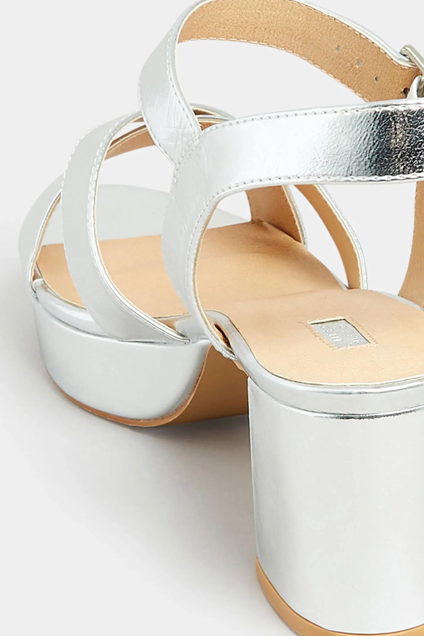M&Co Limited Collection Limited Collection Silver Metallic Platform Heels In Wide E Fit & Extra Wide Eee Fit>Women Heels