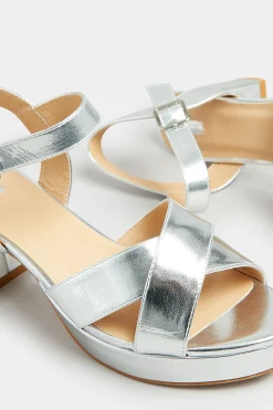 M&Co Limited Collection Limited Collection Silver Metallic Platform Heels In Wide E Fit & Extra Wide Eee Fit><noscript><img width=