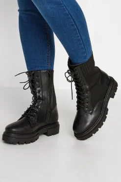 M&Co Limited Collection Limited Collection Black Chunky Sock Lace Up Boots In Wide E Fit & Extra Wide Eee Fit>Women Boots
