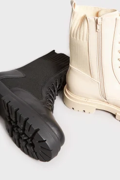 M&Co Limited Collection Limited Collection Black Chunky Sock Lace Up Boots In Wide E Fit & Extra Wide Eee Fit><noscript><img width=