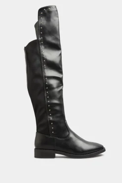 M&Co Limited Collection Limited Collection Black Pu Stud Over The Knee Boots In Wide E Fit & Extra Wide Eee Fit><noscript><img width=
