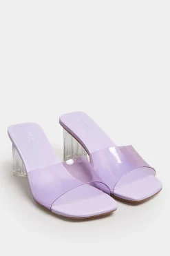M&Co Limited Collection Limited Collection Lilac Purple & Clear Block Heel Mules In Extra Wide Eee Fit>Women Mules & Sliders