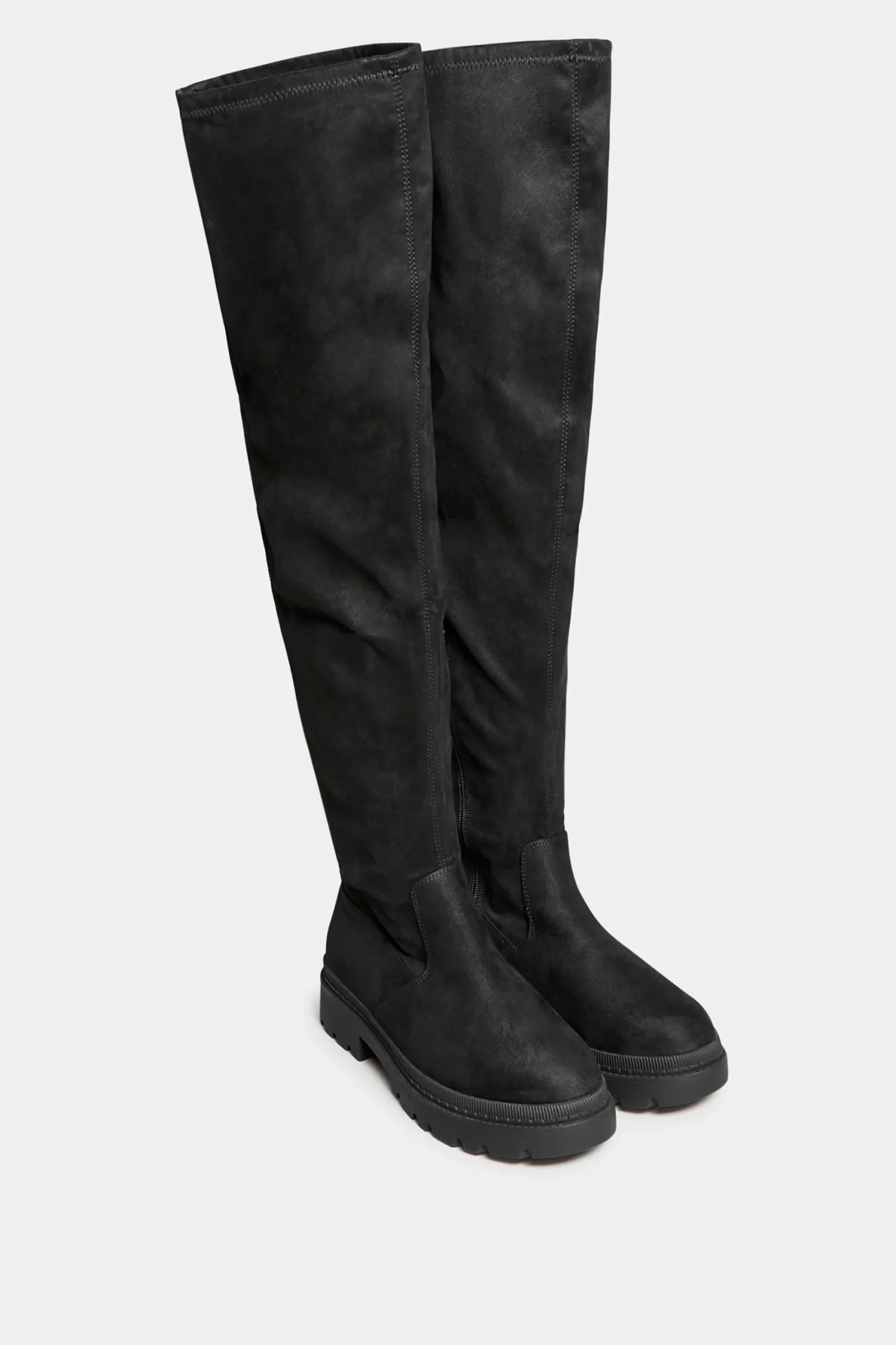 M&Co Limited Collection Limited Collection Black Suede Over The Knee Chunky Boots In Wide E Fit & Extra Wide Eee Fit>Women Boots