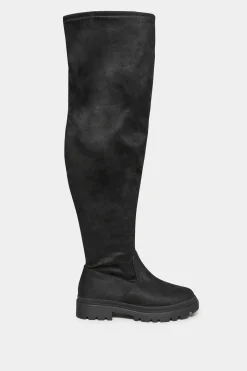 M&Co Limited Collection Limited Collection Black Suede Over The Knee Chunky Boots In Wide E Fit & Extra Wide Eee Fit><noscript><img width=