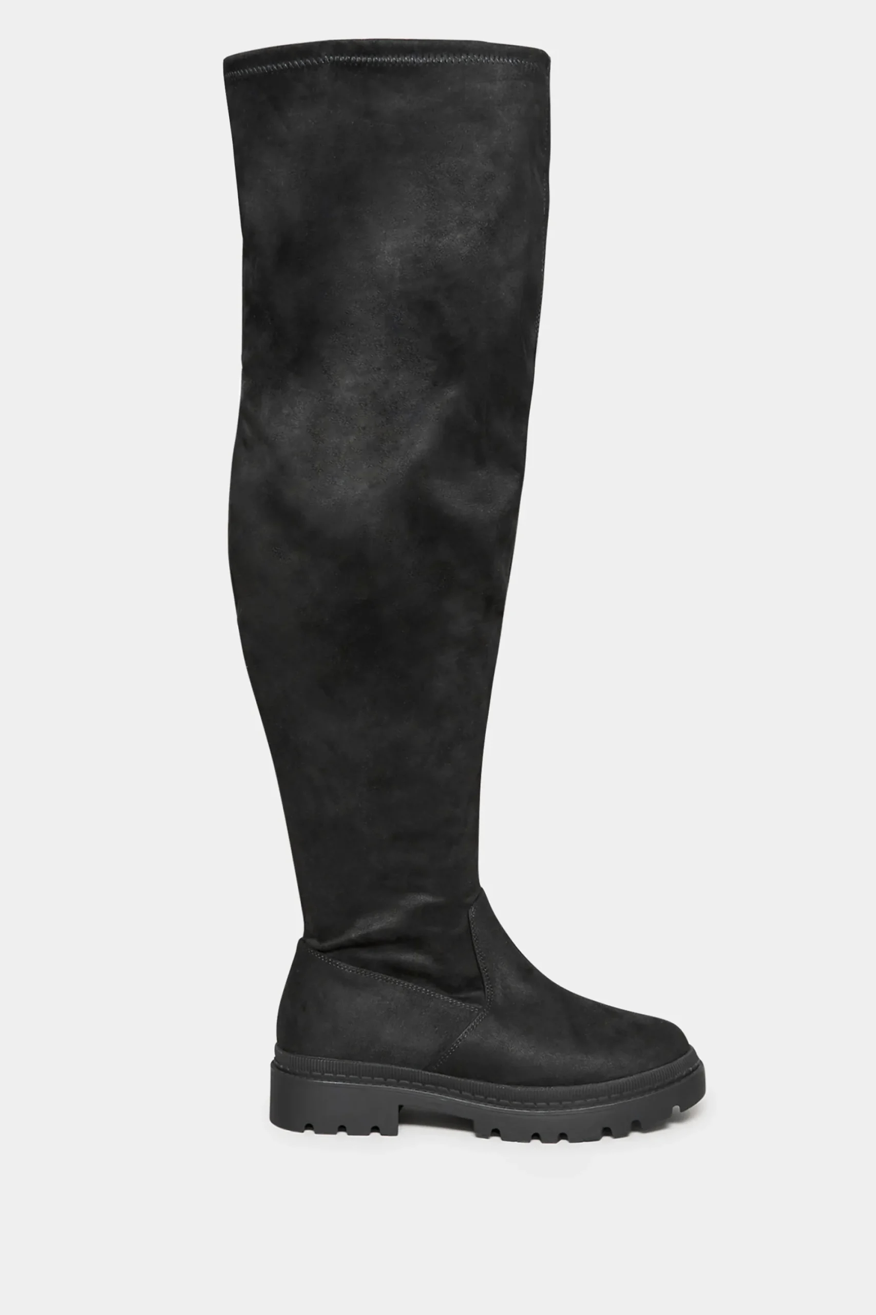 M&Co Limited Collection Limited Collection Black Suede Over The Knee Chunky Boots In Wide E Fit & Extra Wide Eee Fit>Women Boots