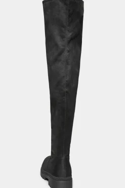 M&Co Limited Collection Limited Collection Black Suede Over The Knee Chunky Boots In Wide E Fit & Extra Wide Eee Fit><noscript><img width=