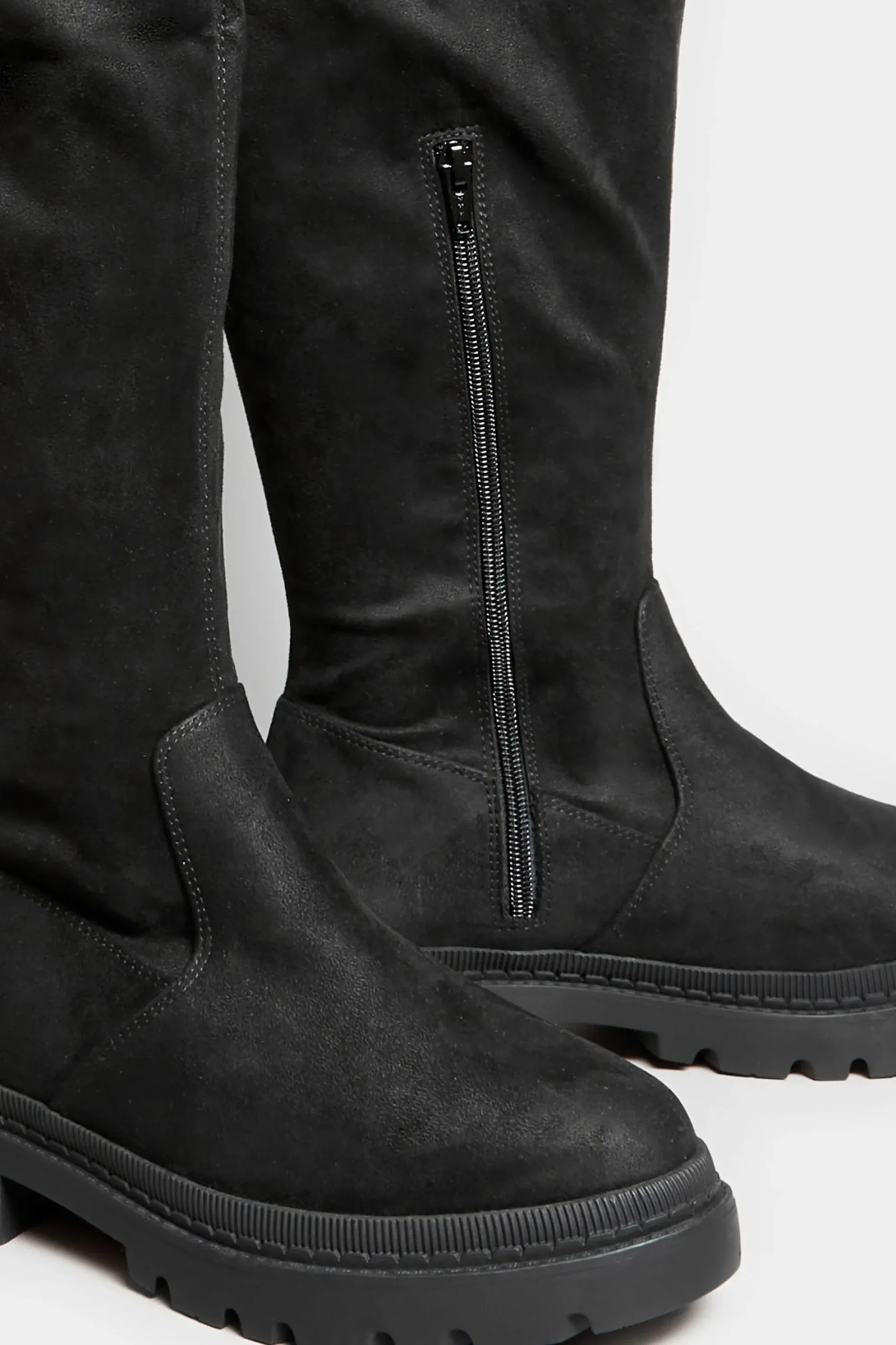 M&Co Limited Collection Limited Collection Black Suede Over The Knee Chunky Boots In Wide E Fit & Extra Wide Eee Fit>Women Boots