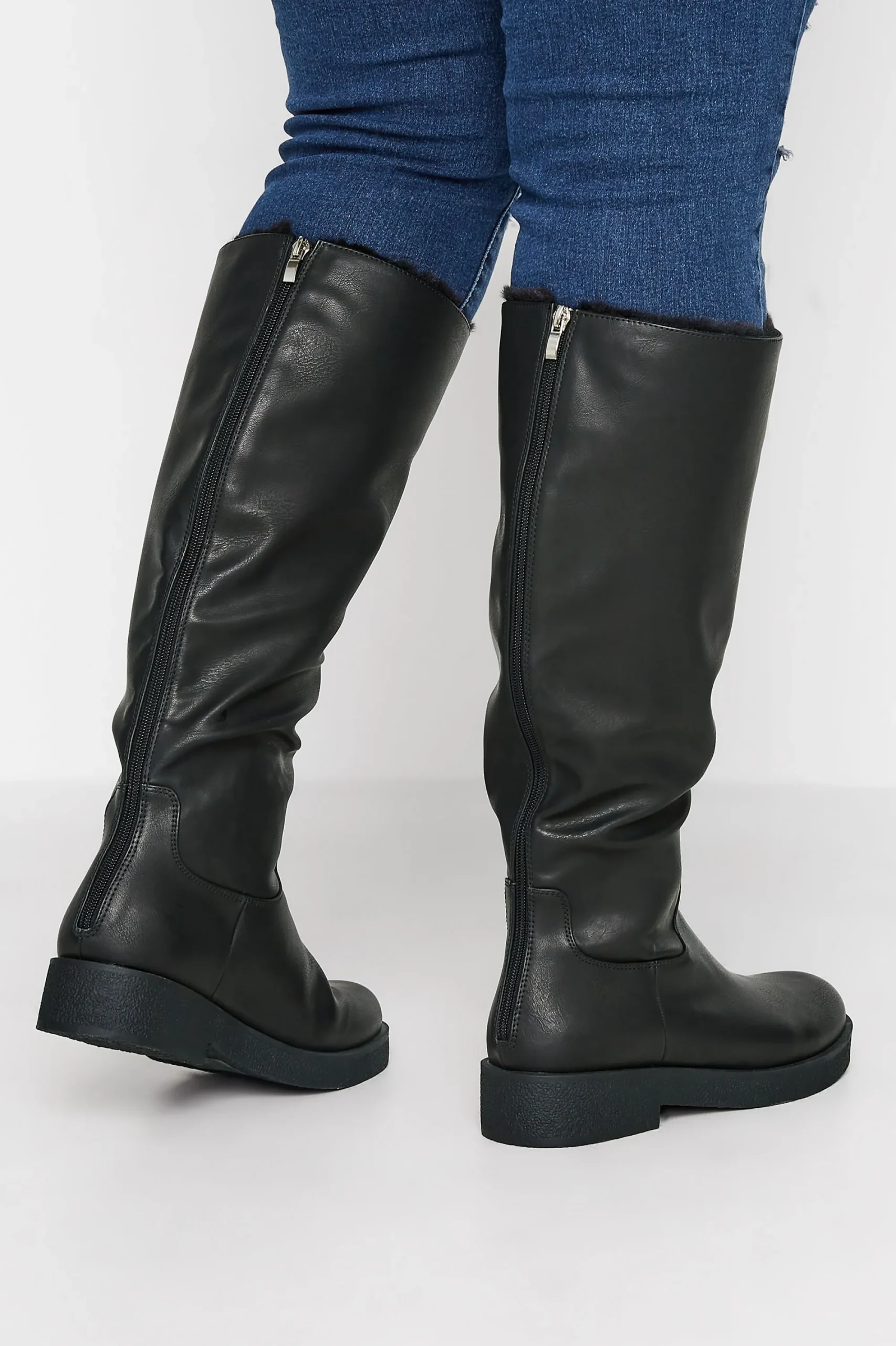 M&Co Limited Collection Limited Collection Black Fur Lined Knee High Boots In Wide E Fit>Women Boots