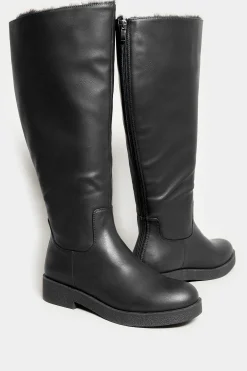 M&Co Limited Collection Limited Collection Black Fur Lined Knee High Boots In Wide E Fit><noscript><img width=