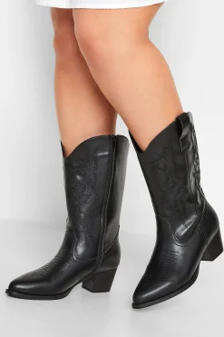 M&Co Limited Collection Limited Collection Black Cowboy Boots In Extra Wide Eee Fit>Women Boots