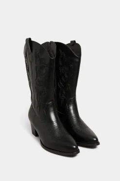 M&Co Limited Collection Limited Collection Black Cowboy Boots In Extra Wide Eee Fit>Women Boots