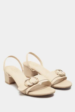 M&Co Limited Collection Limited Collection Beige Brown Buckle Block Heeled Sandal In Wide E Fit & Extra Wide Eee Fit>Women Heels