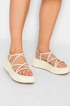 M&Co Limited Collection Limited Collection White Strappy Flatform Sandals In Extra Wide Eee Fit>Women Flat Shoes