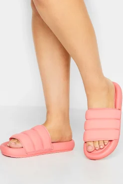 M&Co Limited Collection Limited Collection Pink Padded Sliders In Wide E Fit>Women Mules & Sliders