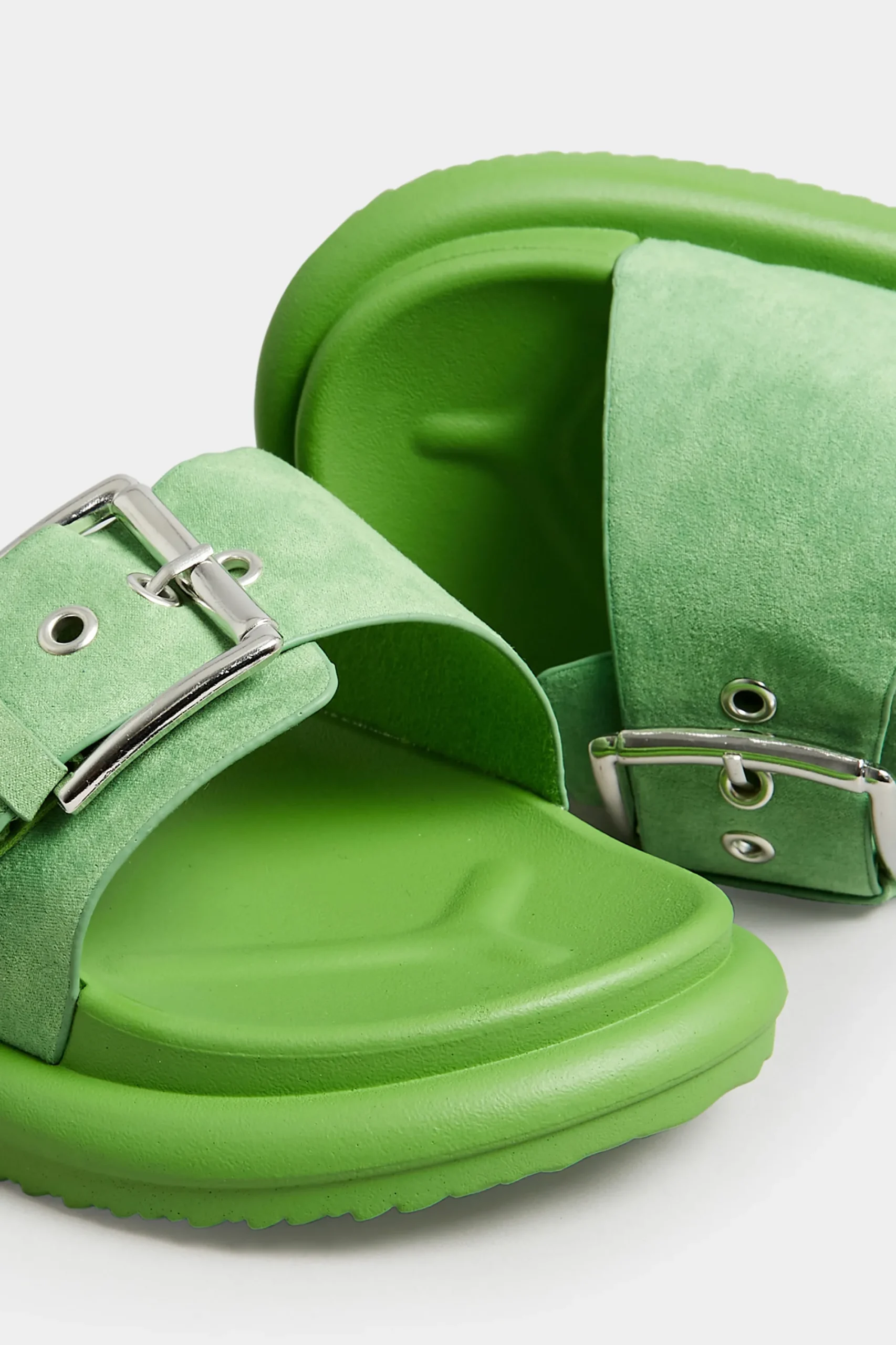 M&Co Limited Collection Limited Collection Green Buckle Strap Mule Sandals In Wide E Fit & Extra Wide Eee Fit>Women Mules & Sliders