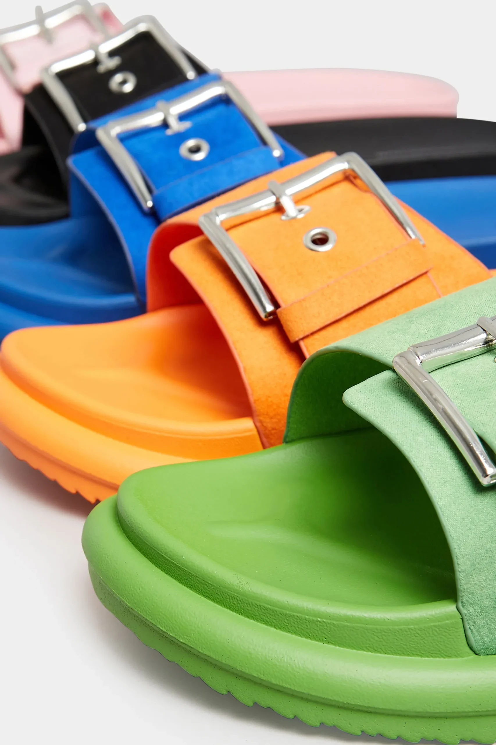 M&Co Limited Collection Limited Collection Green Buckle Strap Mule Sandals In Wide E Fit & Extra Wide Eee Fit>Women Mules & Sliders