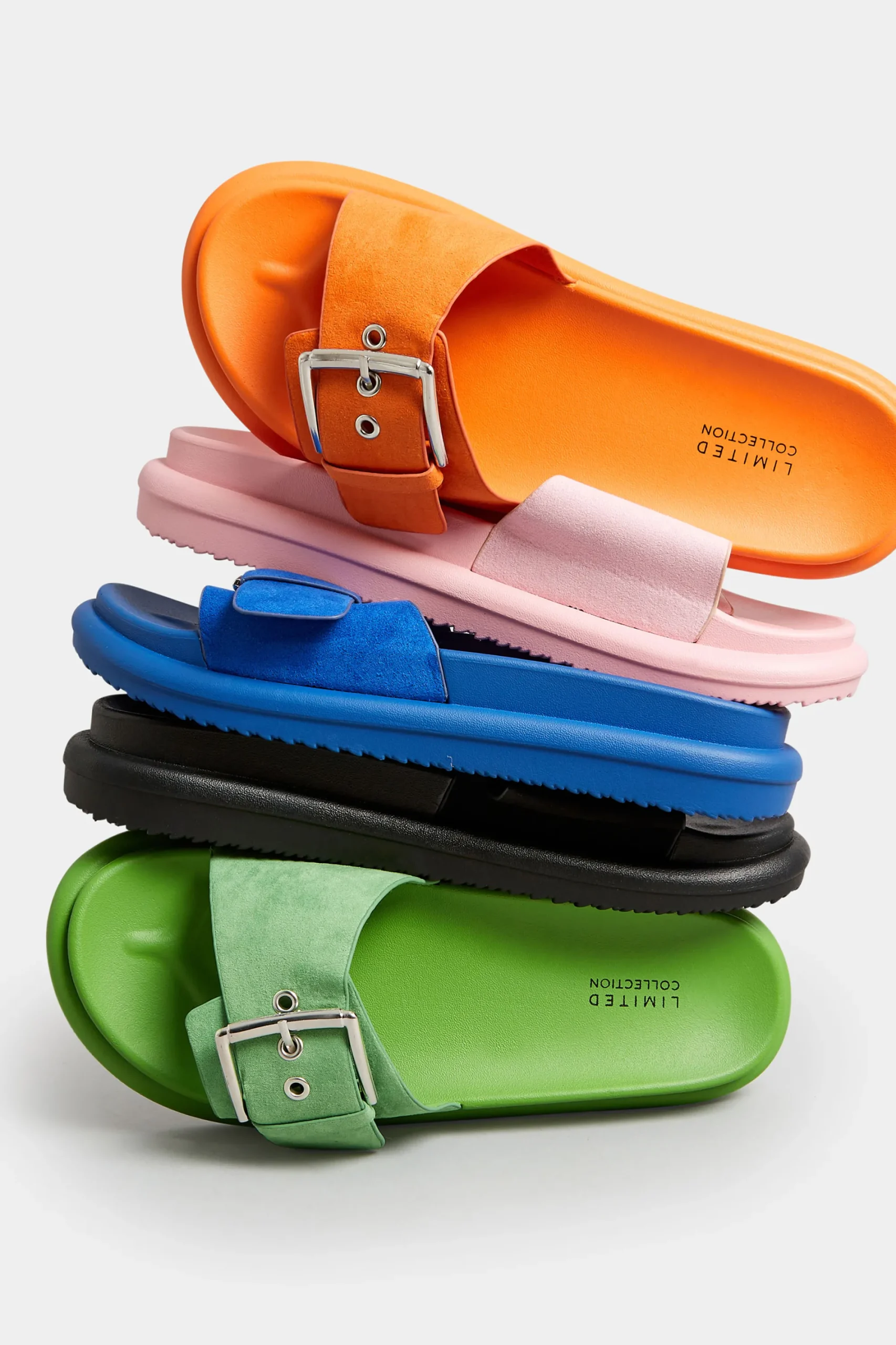 M&Co Limited Collection Limited Collection Green Buckle Strap Mule Sandals In Wide E Fit & Extra Wide Eee Fit>Women Mules & Sliders