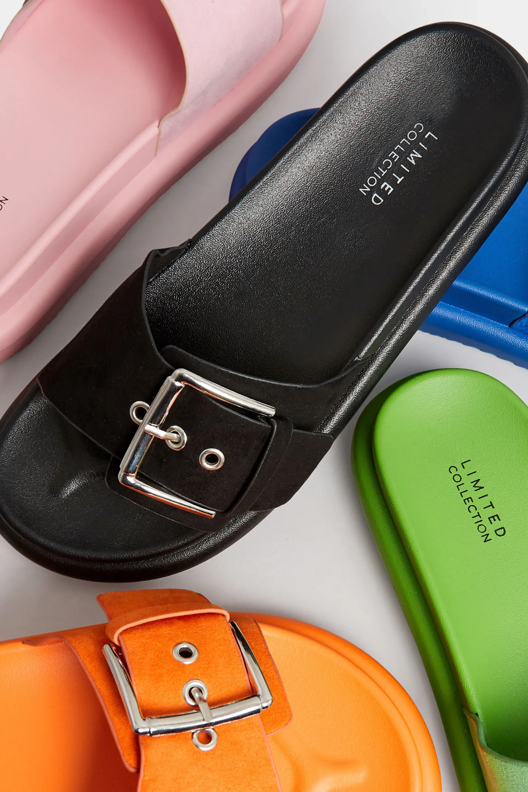 M&Co Limited Collection Limited Collection Green Buckle Strap Mule Sandals In Wide E Fit & Extra Wide Eee Fit>Women Mules & Sliders