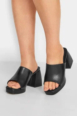 M&Co Limited Collection Limited Collection Black Platform Block Mule Sandal Heels In Wide E Fit & Extra Wide Eee Fit>Women Heels