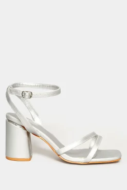 M&Co Limited Collection Limited Collection Silver Asymmetrical Block Heel Sandal In Wide E Fit & Extra Fit Eee Fit><noscript><img width=
