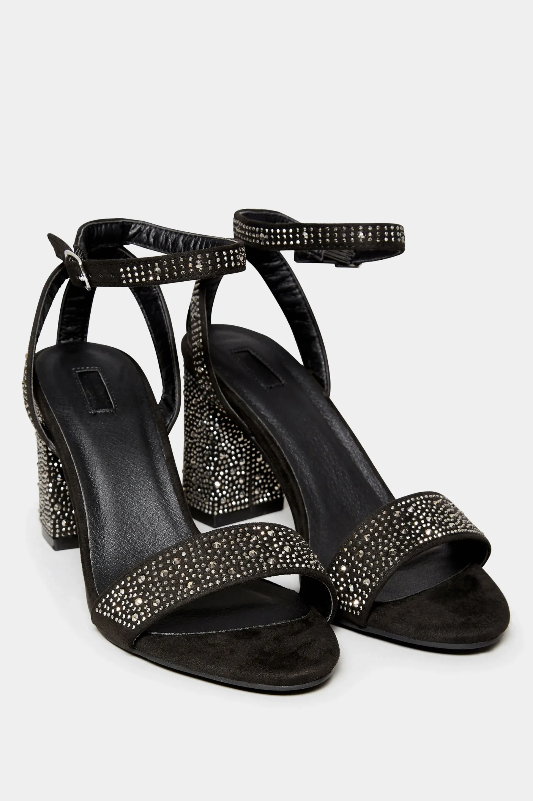M&Co Limited Collection Limited Collection Black Faux Suede Diamante Embellished Heels In Wide E Fit & Extra Wide Eee Fit>Women Heels