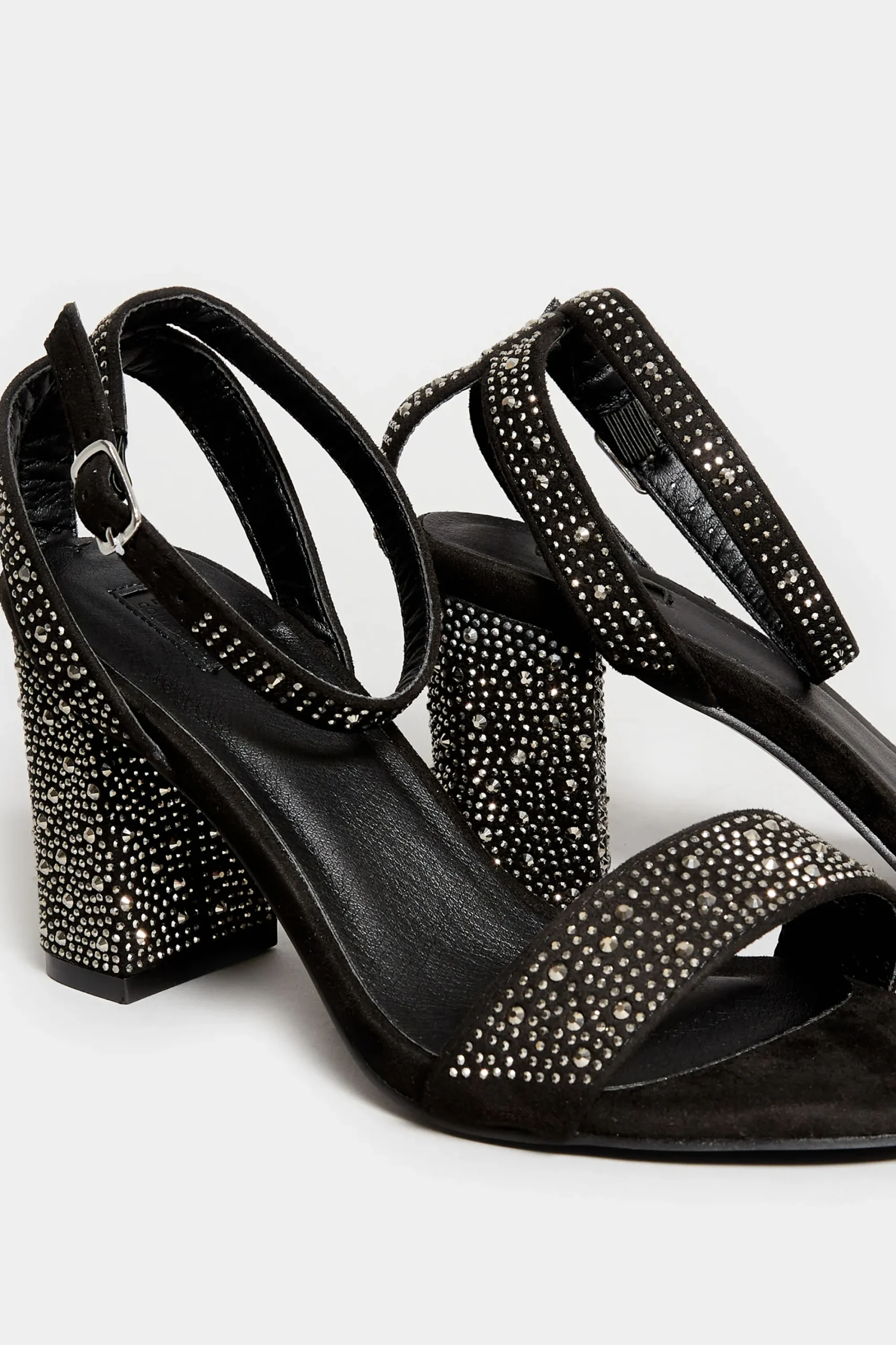 M&Co Limited Collection Limited Collection Black Faux Suede Diamante Embellished Heels In Wide E Fit & Extra Wide Eee Fit>Women Heels