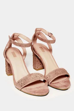 M&Co Limited Collection Limited Collection Pink Faux Suede Diamante Embellished Heels In Wide E Fit & Extra Wide Eee Fit>Women Heels