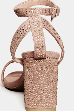 M&Co Limited Collection Limited Collection Pink Faux Suede Diamante Embellished Heels In Wide E Fit & Extra Wide Eee Fit><noscript><img width=