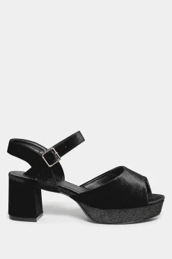 M&Co Limited Collection Limited Collection Black Velvet Platform Heels In Wide E Fit & Extra Wide Eee Fit><noscript><img width=