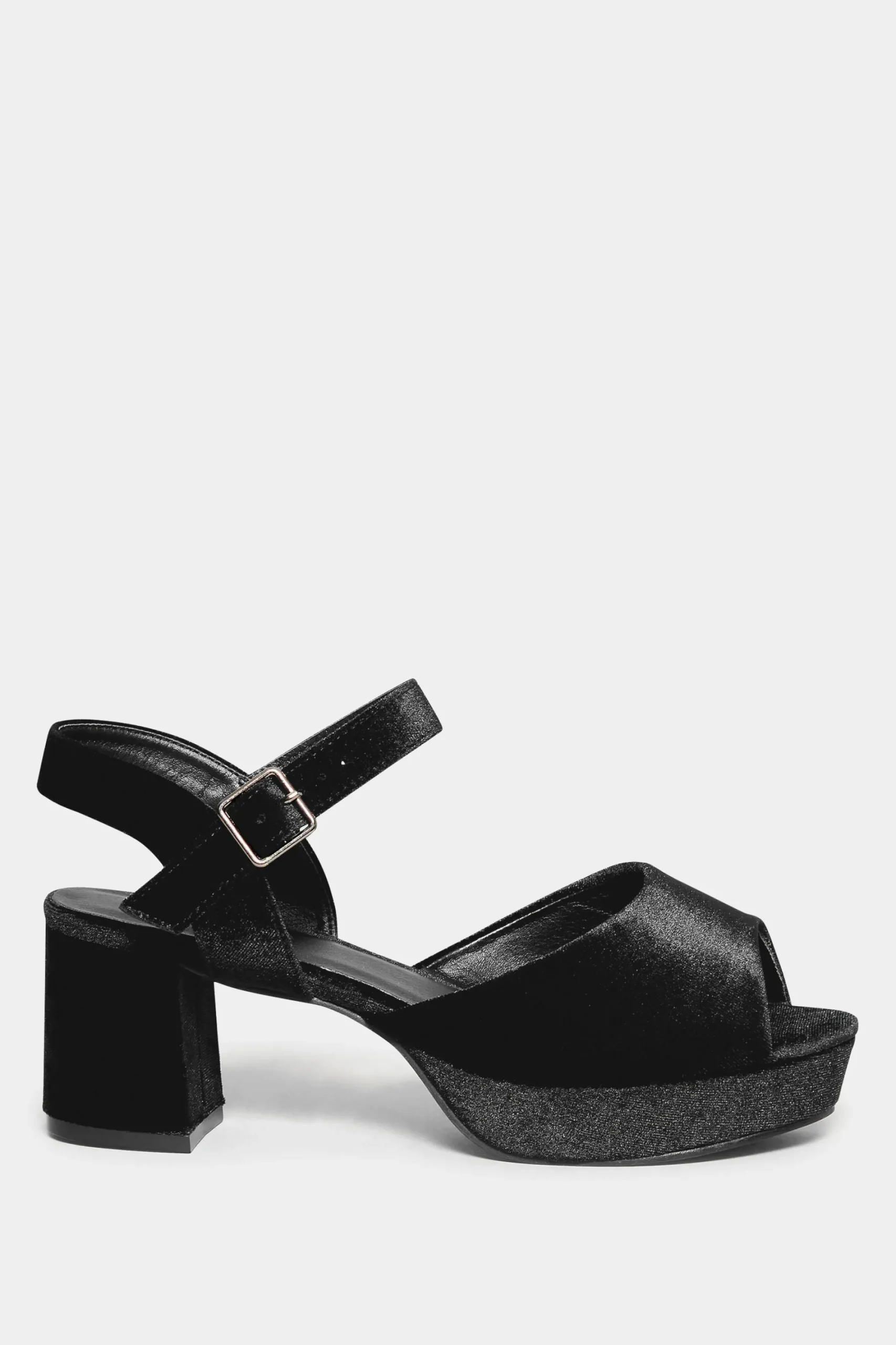 M&Co Limited Collection Limited Collection Black Velvet Platform Heels In Wide E Fit & Extra Wide Eee Fit>Women Heels