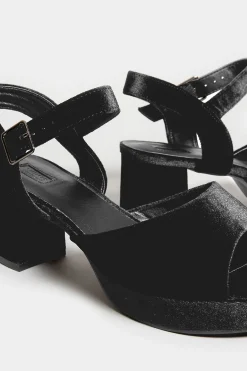 M&Co Limited Collection Limited Collection Black Velvet Platform Heels In Wide E Fit & Extra Wide Eee Fit><noscript><img width=