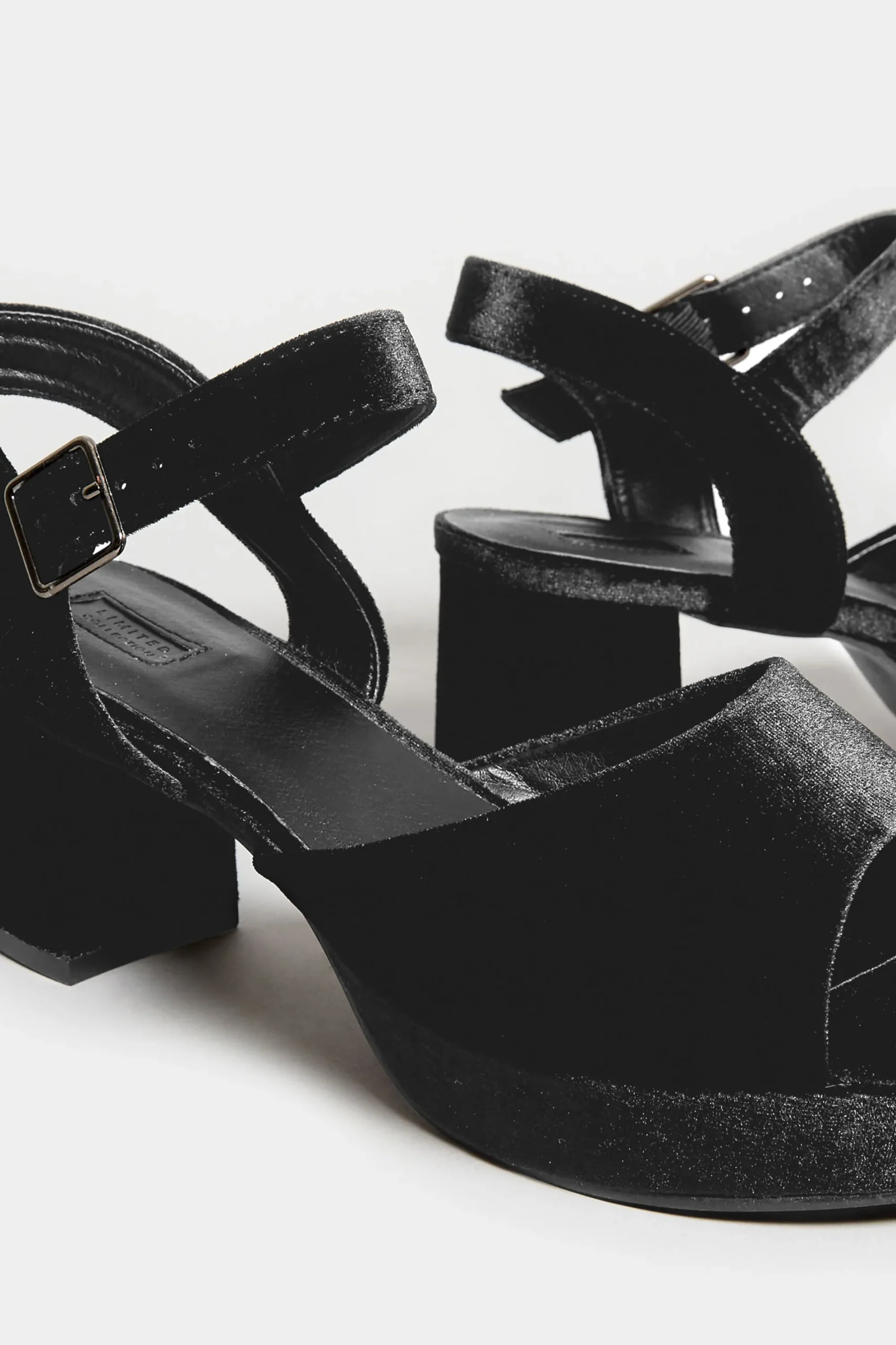M&Co Limited Collection Limited Collection Black Velvet Platform Heels In Wide E Fit & Extra Wide Eee Fit>Women Heels