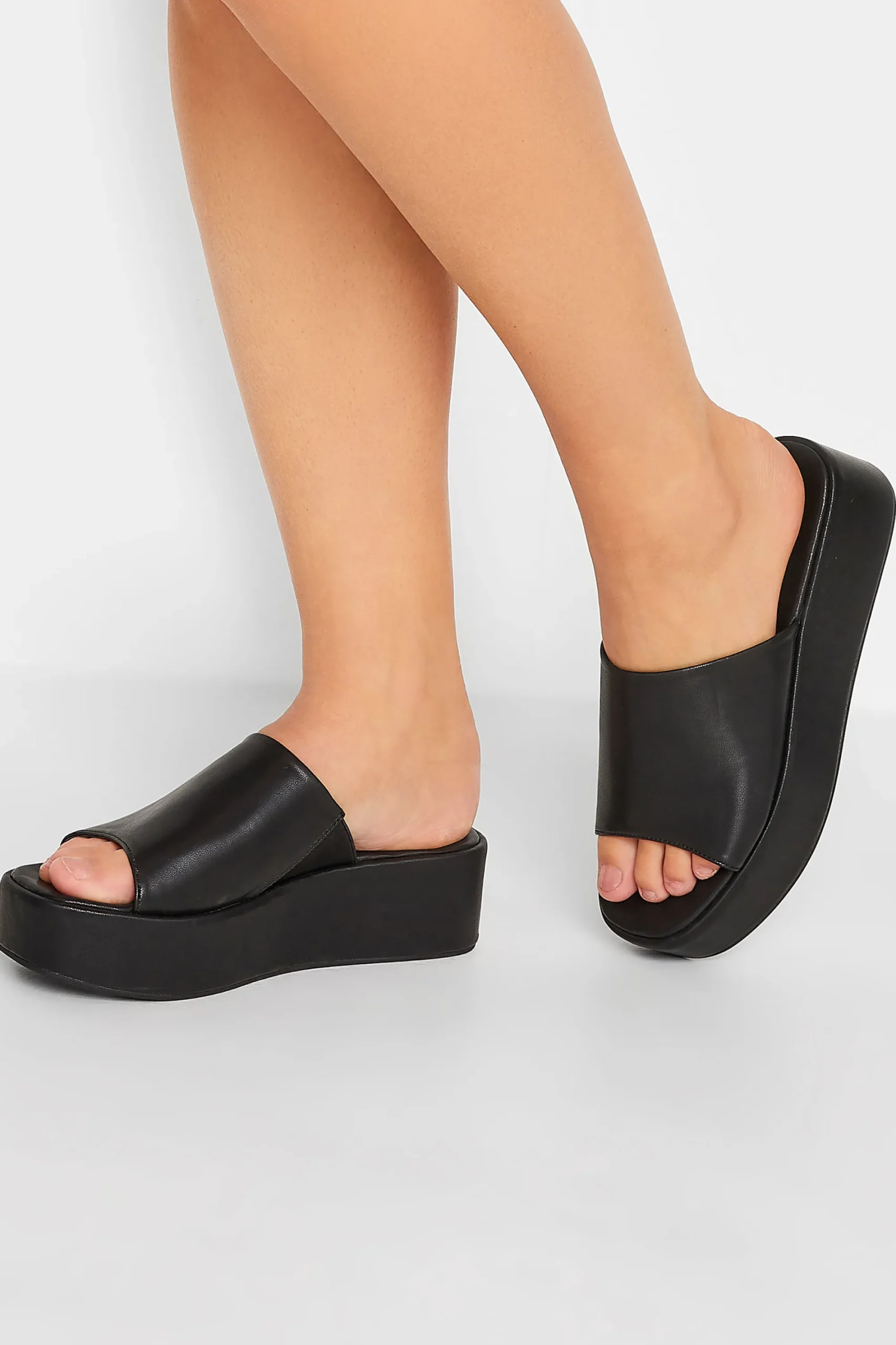 M&Co Limited Collection Limited Collection Black Platform Mule Sandals In E Wide Fit & Eee Extra Wide Fit>Women Mules & Sliders