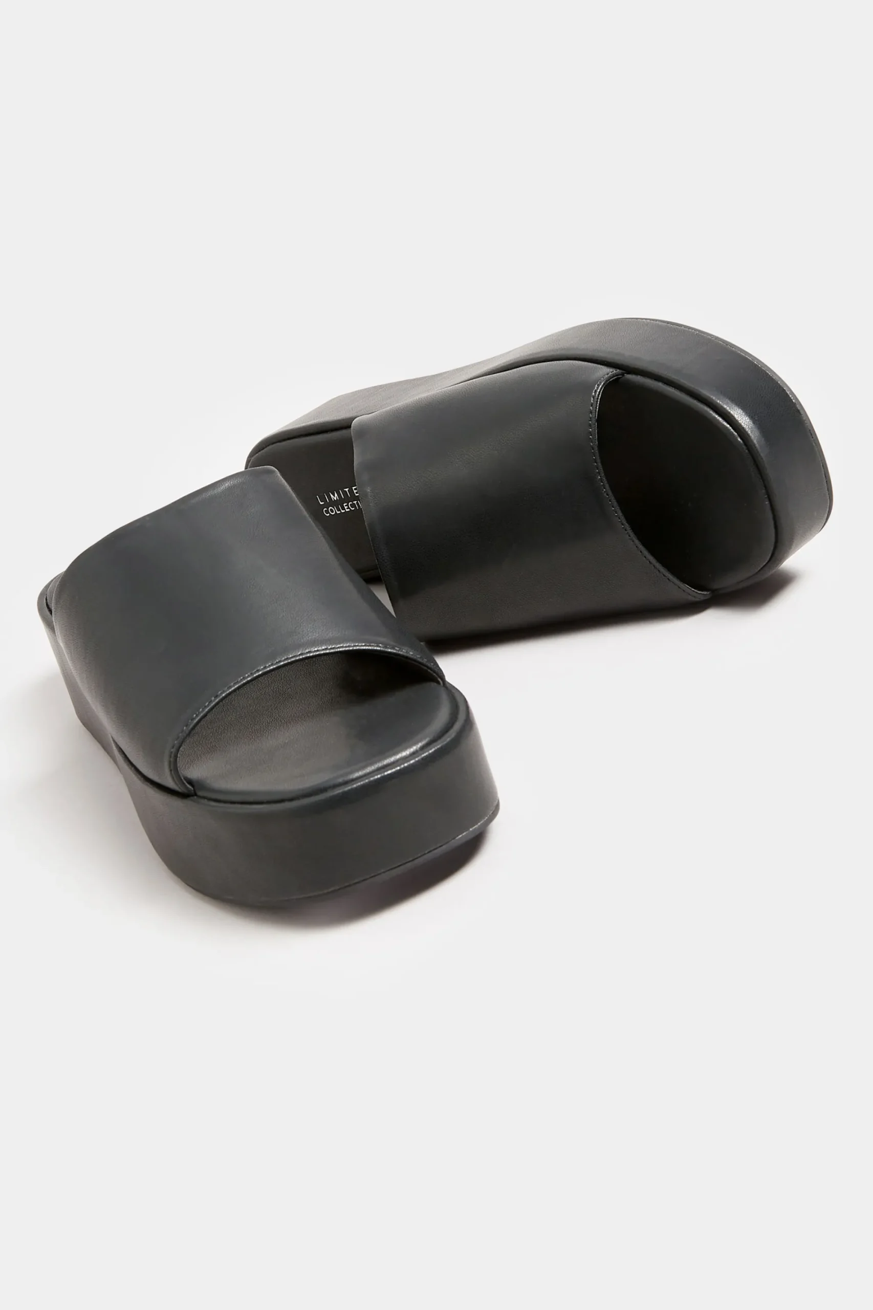 M&Co Limited Collection Limited Collection Black Platform Mule Sandals In E Wide Fit & Eee Extra Wide Fit>Women Mules & Sliders