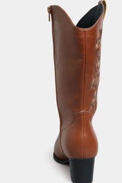 M&Co Limited Collection Limited Collection Tan Brown Cowboy Boots In Extra Wide Eee Fit><noscript><img width=