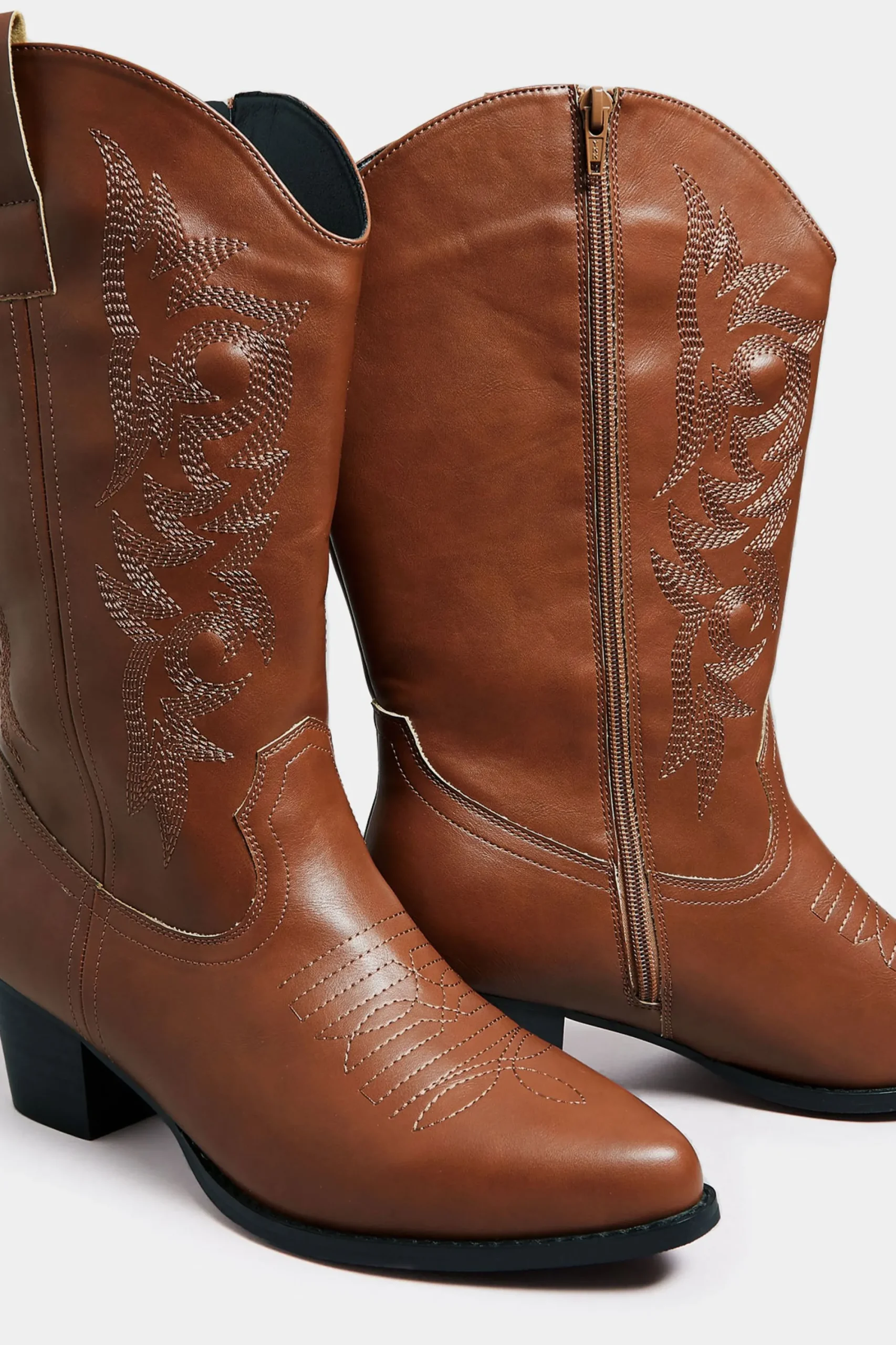 M&Co Limited Collection Limited Collection Tan Brown Cowboy Boots In Extra Wide Eee Fit>Women Boots
