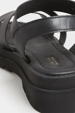 M&Co Limited Collection Limited Collection Black Triple Strap Gladiator Sandals In Wide E Fit & Extra Wide Eee Fit><noscript><img width=