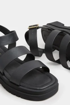 M&Co Limited Collection Limited Collection Black Triple Strap Gladiator Sandals In Wide E Fit & Extra Wide Eee Fit><noscript><img width=
