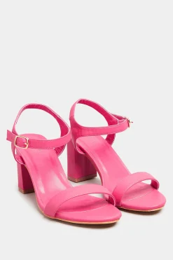 M&Co Limited Collection Limited Collection Hot Pink Block Heel Sandal In Wide E Fit & Extra Wide Fit>Women Heels