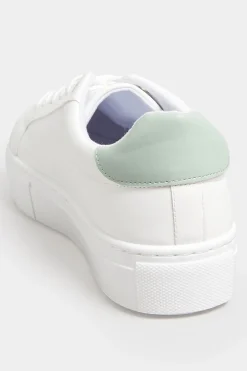 M&Co Limited Collection Limited Collection White & Mint Green Stripe Trainers In Wide Eee Fit><noscript><img width=