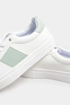M&Co Limited Collection Limited Collection White & Mint Green Stripe Trainers In Wide Eee Fit><noscript><img width=