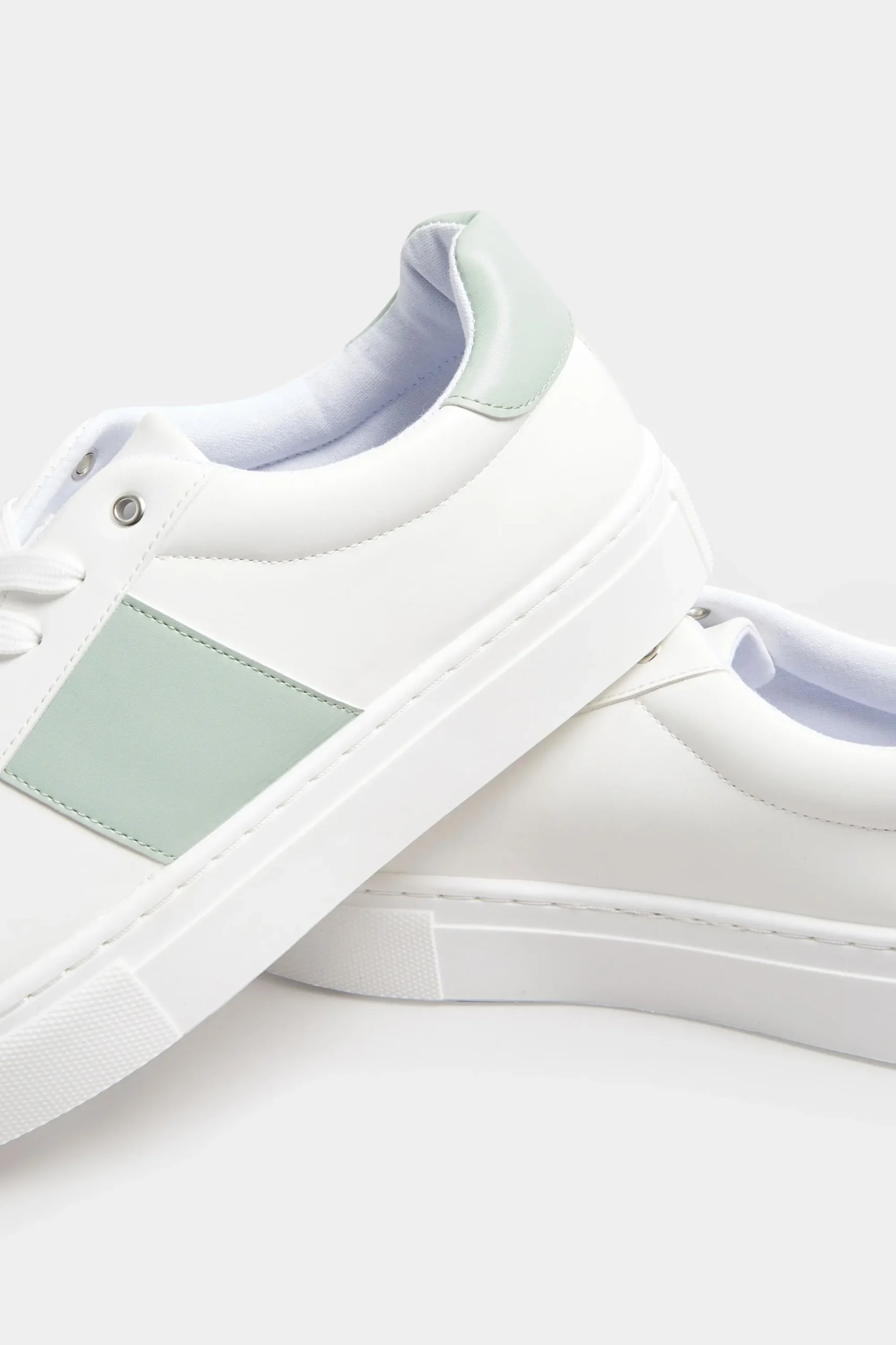 M&Co Limited Collection Limited Collection White & Mint Green Stripe Trainers In Wide Eee Fit>Women Trainers