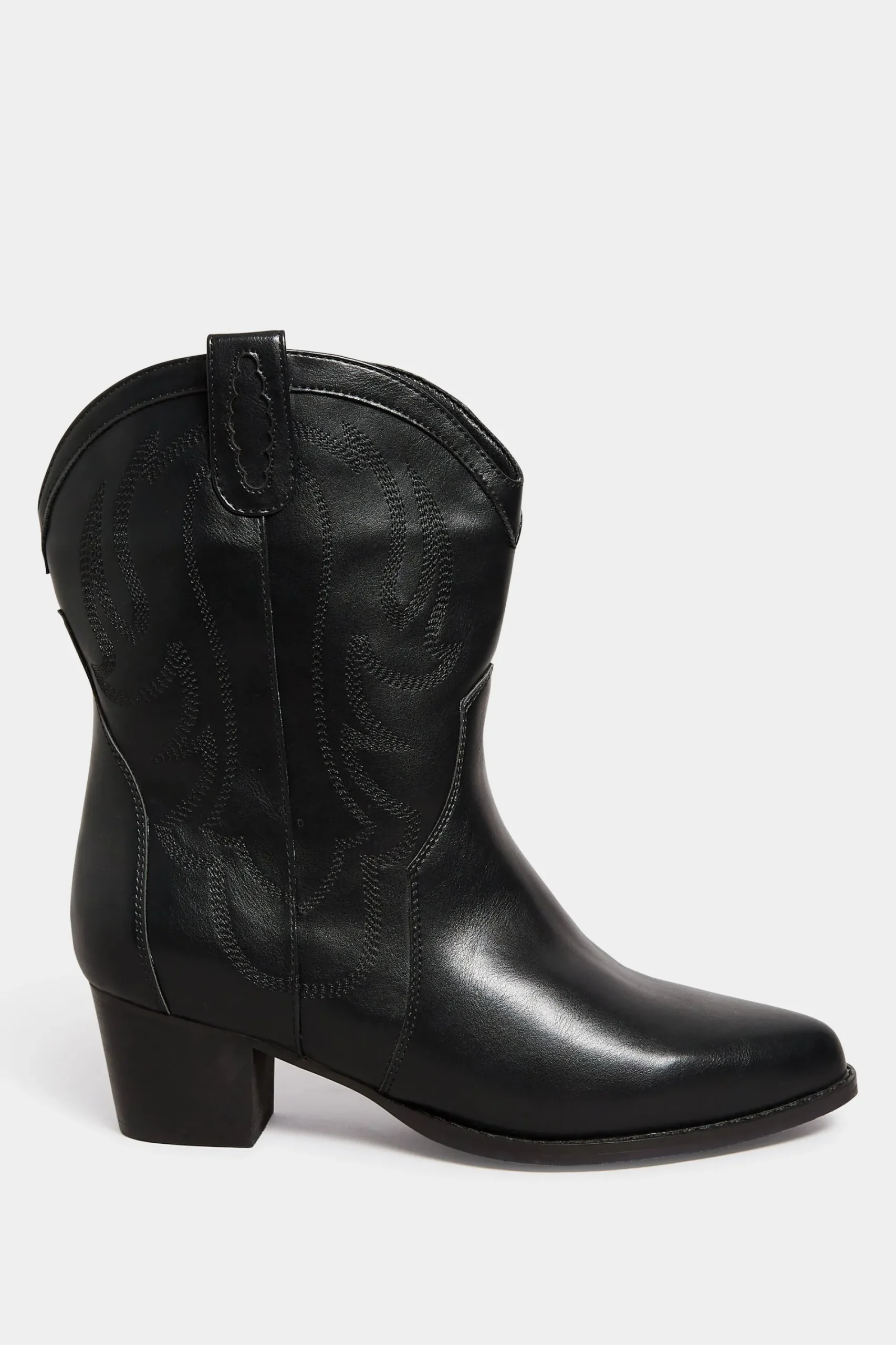 M&Co Limited Collection Limited Collection Black Cowboy Ankle Boots In Extra Wide Eee Fit>Women Boots
