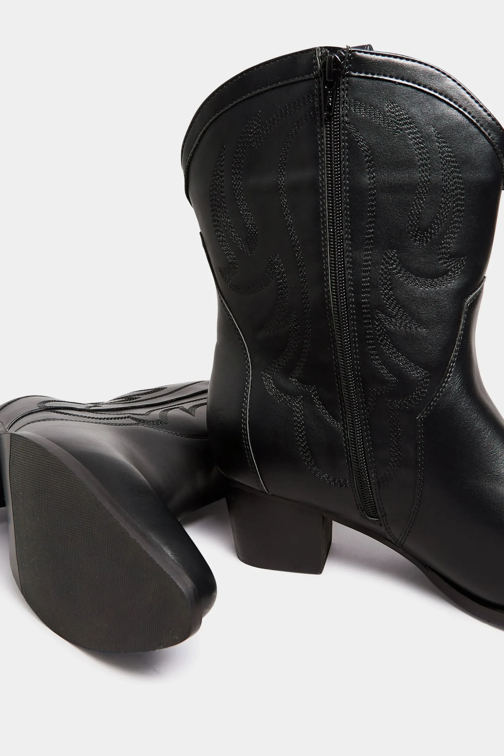 M&Co Limited Collection Limited Collection Black Cowboy Ankle Boots In Extra Wide Eee Fit>Women Boots