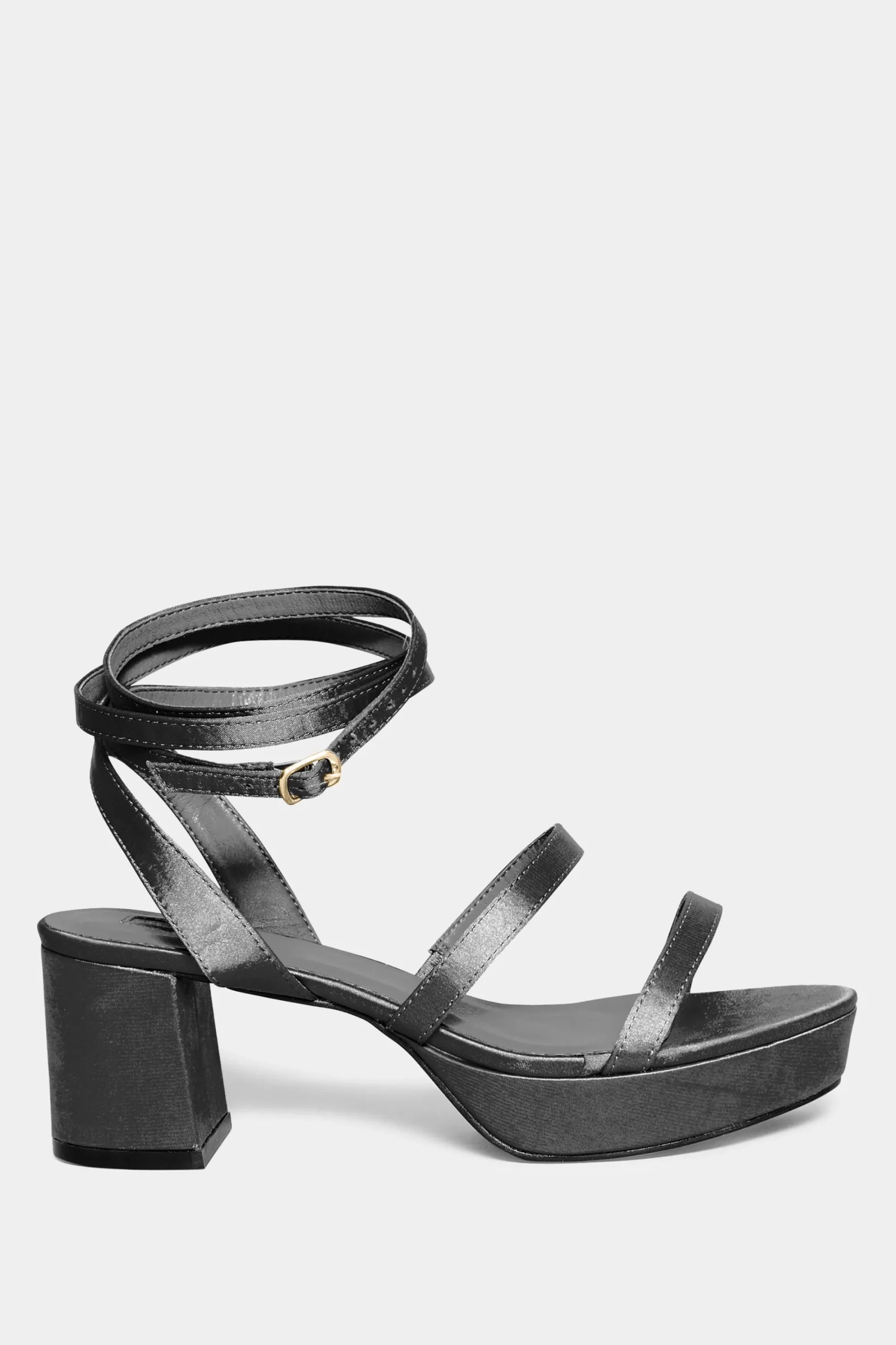 M&Co Limited Collection Limited Collection Black Satin Strappy Platform Heels In Wide E Fit & Extra Wide Eee Fit>Women Heels